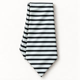 Black & White Stripes Silk Ascot — Long folded presentation