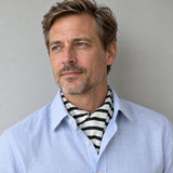 Black & White Stripes Silk Ascot — Shirt-only portrait