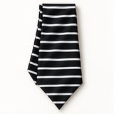 Black with White Silk Men Ascot — Long folded presentation