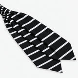 Black with White Silk Men Ascot — Diagonal blade display