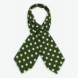Forest Polka Silk Ascot — Crossed full-length layout