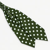 Forest Polka Silk Ascot — Diagonal blade display