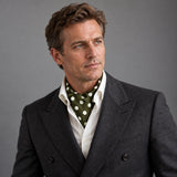 Forest Polka Silk Ascot — Charcoal · studio portrait