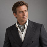 Retro Run Silk Ascot — Charcoal · studio portrait