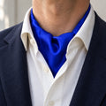 Royal Blue Silk Men Ascot — Navy · soft knot detail