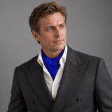 Royal Blue Silk Men Ascot — Charcoal · studio portrait