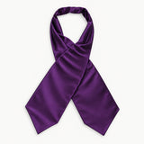 Royal Purple Men Silk Ascot — Crossed full-length layout
