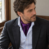 Royal Purple Men Silk Ascot — Window light portrait