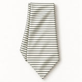 Sleek Black & White Stripes Silk Ascot — Long folded presentation
