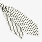 Sleek Black & White Stripes Silk Ascot — Diagonal blade display