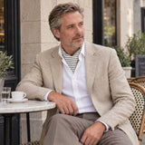 Sleek Black & White Stripes Silk Ascot — Beige · café editorial