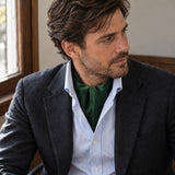 Deep Green Silk Men's Ascot — Window light portrait