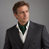 Deep Green Silk Men's Ascot — Charcoal · studio portrait