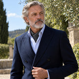 White Cane Crow Silk Ascot — Navy · garden editorial