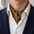 Yellow Cane Hazel Silk Ascot — Navy · soft knot detail