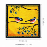 Morning Bird pocket square — size guide.