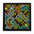 Multi Doodle Art pocket square — full flat product.
