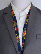 Navy Blue Paisley and Floral - Silk Men Scarves