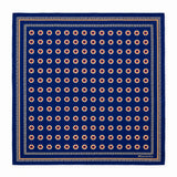 Navy Blue and Gold Reversible pocket square — full flat product.