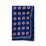 Navy Blue and Gold Reversible pocket square — folded product.
