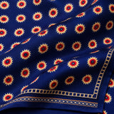 Navy Blue and Gold Reversible pocket square — fabric and design close-up.