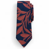 Navy Coral Laurel Leaf Silk Tie — Front blade product layout