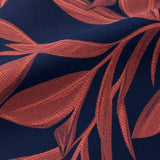 Navy Coral Laurel Leaf Silk Tie — Fabric design and weave close-up