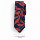 Navy Coral Laurel Leaf Two-Tone Silk Tie blade width guide — 3.15 inches / 8 cm
