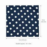 Navy Blue Polka Dots Medium pocket square — size guide.