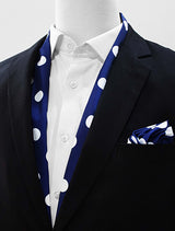 Navy Polka Silk Scarf & Pocket Square Set - Combo Sets | Monzoro Pakistan