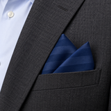Navy Sateen Stripe Silk Pocket Square — product photograph 3