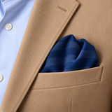Navy Sateen Stripe Silk Pocket Square — product photograph 1