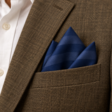 Navy Sateen Stripe Silk Pocket Square — product photograph 7