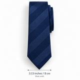 Navy Sateen Stripe Silk Tie blade width guide — 3.15 inches / 8 cm
