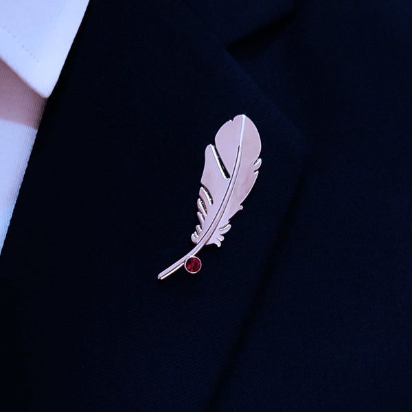 BIRD FEATHER – METTALIC Silver LAPEL PINS
