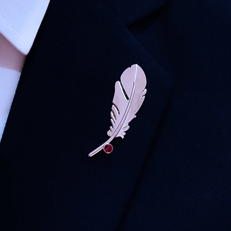 BIRD FEATHER – METTALIC Silver LAPEL PINS