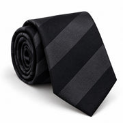 Noir Shadow Stripe Silk Tie — Main coiled product layout