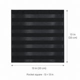 Noir Shadow Striped Silk Pocket Square — Size guide