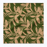 Olive Laurel Leaf Silk Pocket Square — unfolded studio detail.