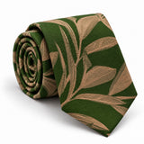 Olive Laurel Leaf Silk Tie — Main coiled product layout