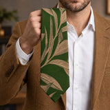 Olive Laurel Leaf Silk Tie — Handheld tie blade detail