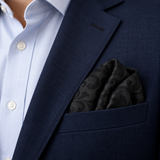 Onyx Damask Scroll Silk Pocket Square — product photograph 3