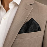 Onyx Damask Scroll Silk Pocket Square — product photograph 1