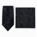 Onyx Damask Scroll Silk Tie and Pocket Square Set