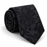 Onyx Damask Scroll Silk Tie — Main coiled product layout