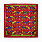 Maroon Paisley and Floral pocket square — full flat product.