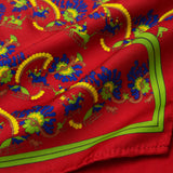 Maroon Paisley and Floral pocket square — fabric and design close-up.