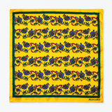 Paisley and Floral Mustard pocket square — full flat product.