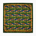 Olive Green Paisley and Floral pocket square — full flat product.
