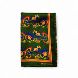 Olive Green Paisley and Floral pocket square — folded product.